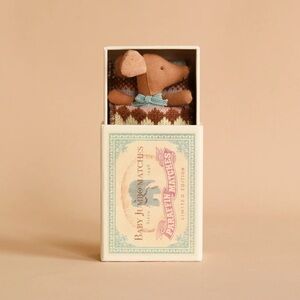 NWT Maileg Sleepy/Wakey Baby Mouse in MatchBox - Blue